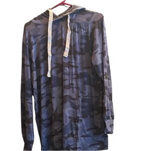 Zenana/Blue Camo/Hoodie w-Kangaroo pocket/XL/Lightweight